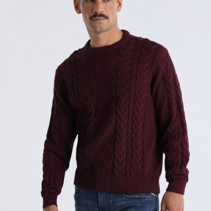 JERSEY TRENZADO BURDEOS